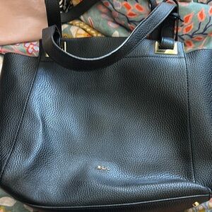 Ralph Lauren Blue Label Black Pebbled Leather Tote
